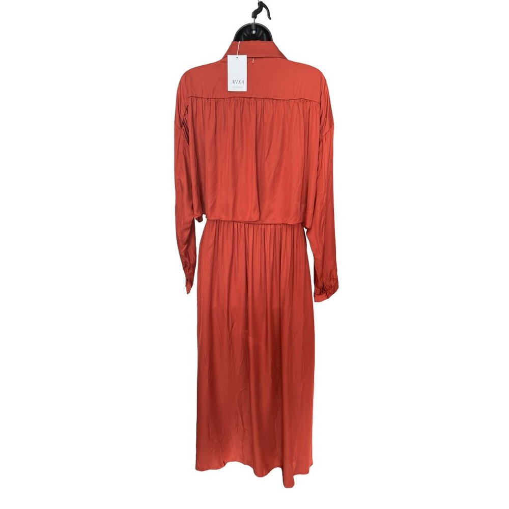 NWT Misa Los Angeles Blair Dress Burnt Orange Midi Trench Style Size S - Picture 3 of 12